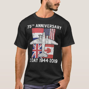 D-Day Normandie Landung 75 Jahre Jubiläumsflagge C T-Shirt