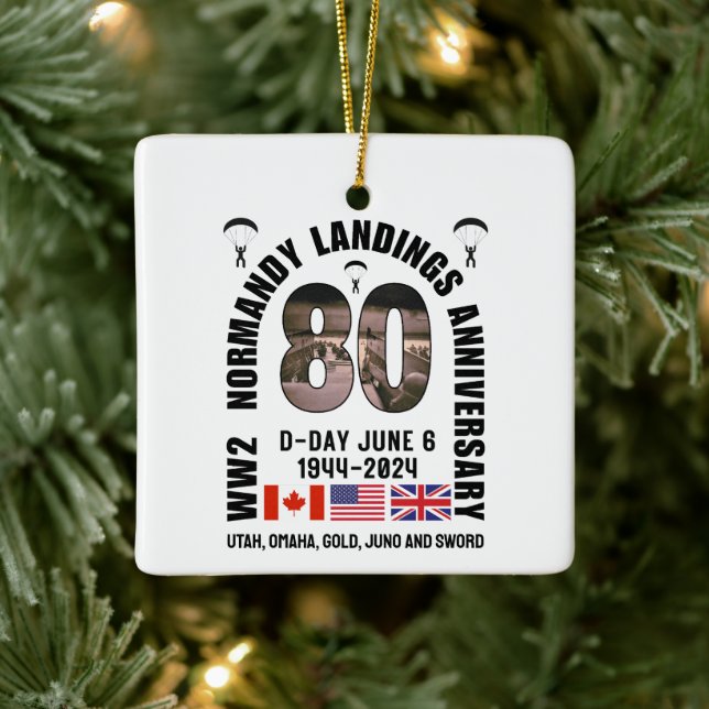 D-DAY NORMANDY LANDINGS WW2 80 JAHRE KERAMIKORNAMENT (Baum)