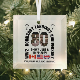 D-DAY NORMANDY LANDINGS WW2 80 JAHRE ORNAMENT AUS GLAS