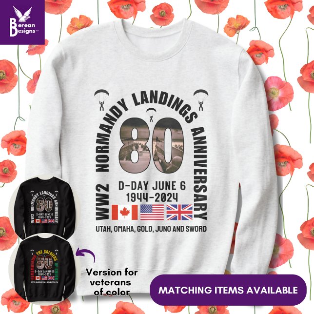 D-DAY NORMANDY LANDINGS WW2 80 JAHRE SWEATSHIRT (Souvenir 80th Anniversary sweatshirt for D-Day Landings. Ideal gift for veterans)