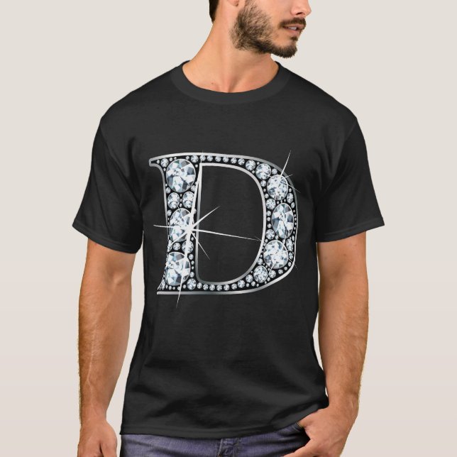 "D" Diamant Bling T - Shirt (Vorderseite)