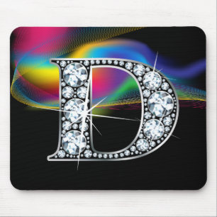 "D" Diamantblende mit Rainbow Swirl Mousepad