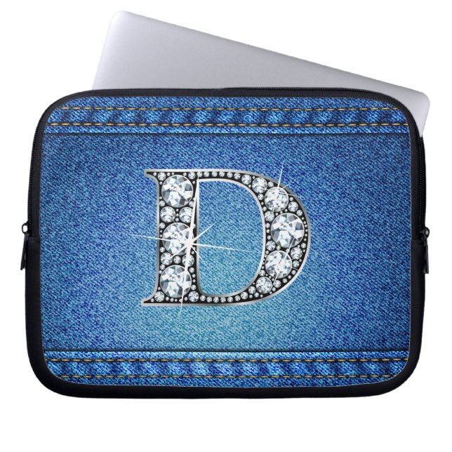 D "Diamond" Denim Stitching Electronics Bag Laptopschutzhülle (Vorderseite)