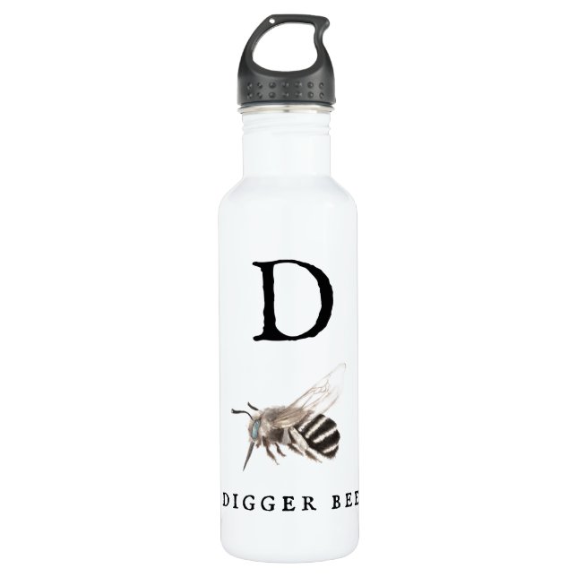 "D" Digger Bee Edelstahlflasche (Vorderseite)