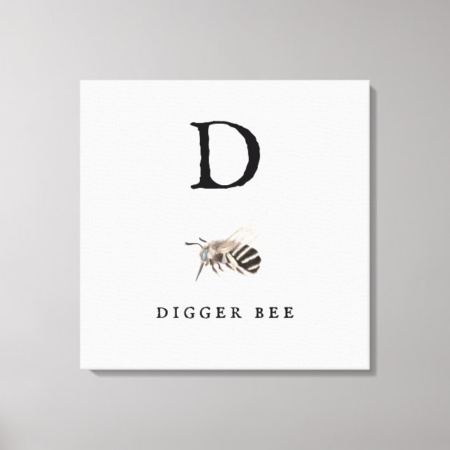 "D" Digger Bee Leinwanddruck (Vorderseite)