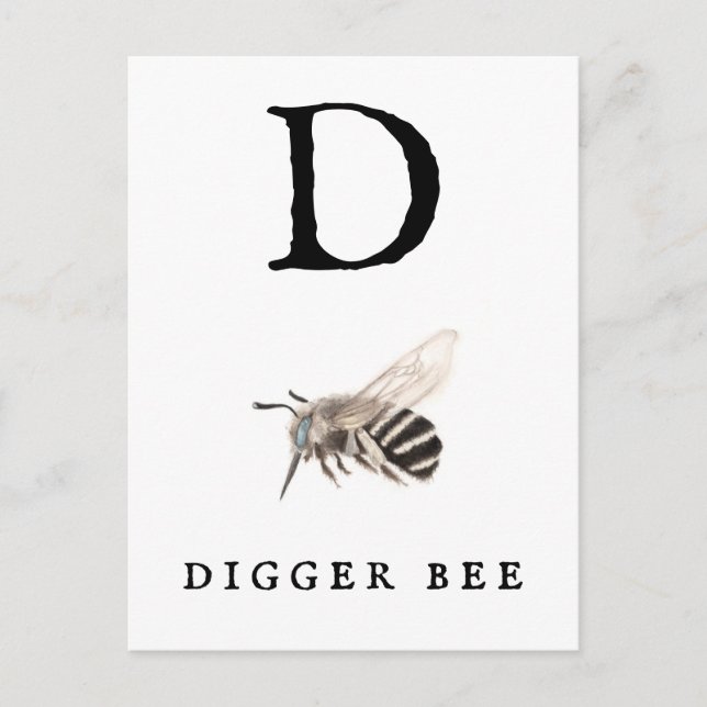 "D" Digger Bee Postkarte (Vorderseite)