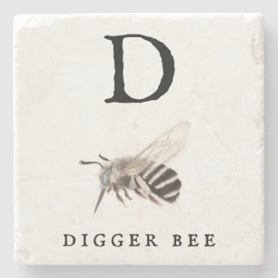 "D" Digger Bee Stone Untersetzer