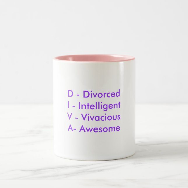 D - DivorcedI - IntelligentV - VivaciousA- Zweifarbige Tasse (Mittel)