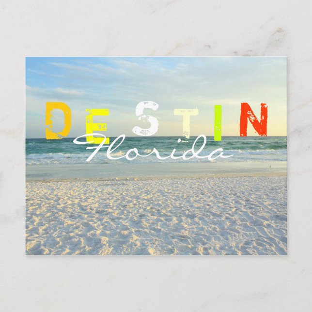 D E S T I N Florida Beach lustige Farben Postkarte (Vorderseite)