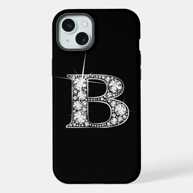D Faux-Diamant-Monogramm iPhone Hülle (Rückseite)