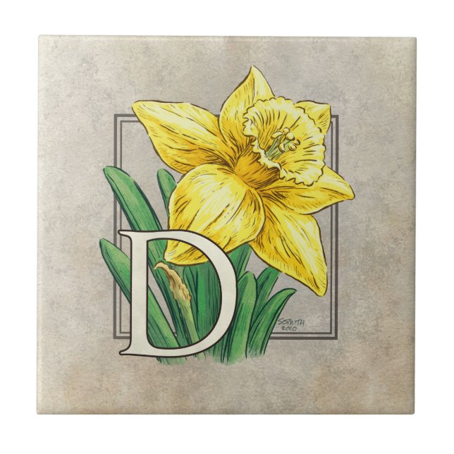 D für Darreichungsflorale Monogramm Fliese (Vorderseite)
