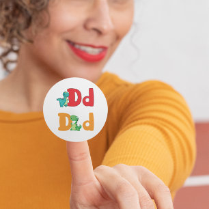 D für Dinosaurier-Aufkleber Runder Aufkleber