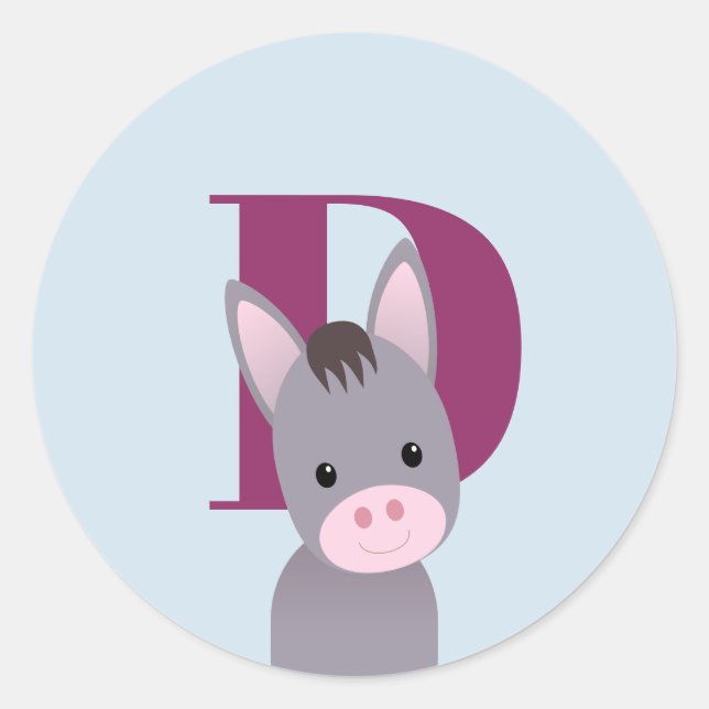 D für Donkey Runder Aufkleber (Vorderseite)