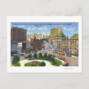 D & H Bldg Ansicht von Staat Street to Hauptstadt Postkarte