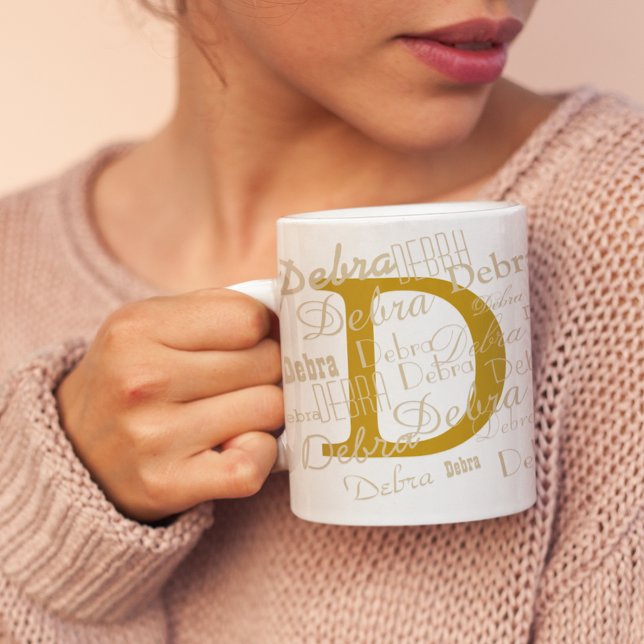 D Initial Custom Kaffeetasse (monogram + name pattern)