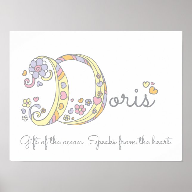 D Initial Doris Girls Name bedeutet Poster (Vorne)
