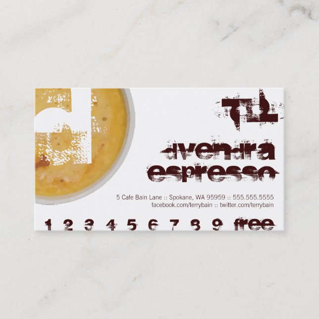 D - Initial Letter Foamy Coffee Cup Loyalty Punch Treuekarte (Vorderseite)