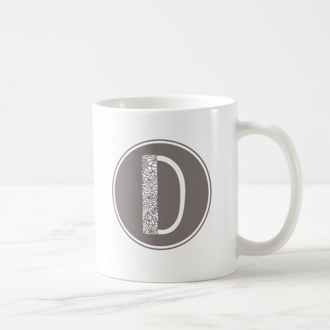 D Initiale florale Monogramm Kaffeetasse (Rechts)