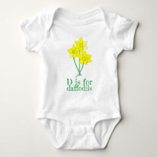 D ist für DAFFODILS Gelbe Blumen Alphabet ABCs Baby Strampler