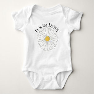 D ist für DAISY Yellow White Blume Blossom ABCs Baby Strampler