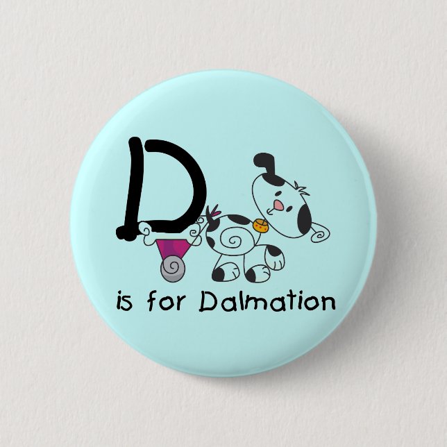 D ist für Dalmation T-Shirts und Geschenke Button (Vorderseite)