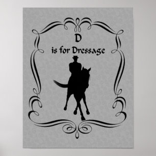 D ist für die Silhouette von Dressurpferd und Reit Poster