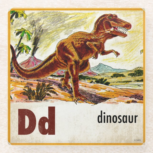 D ist für Dinosaurier Glasuntersetzer (Vorderseite)