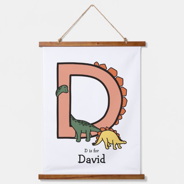D ist für ... Dinosaurier. Wandteppich Mit Holzrahmen (Vorderseite)