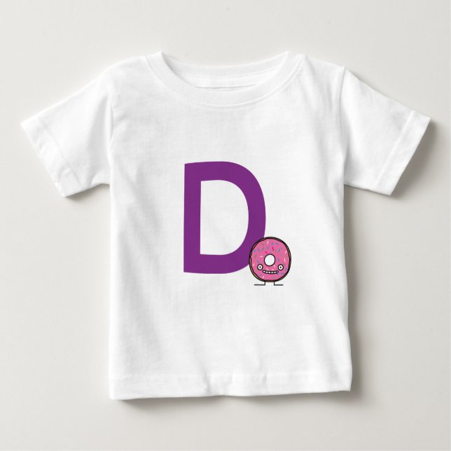 D ist für Donut Nachtisch rosa Eissprinkles gebrat Baby T-shirt (Vorderseite)