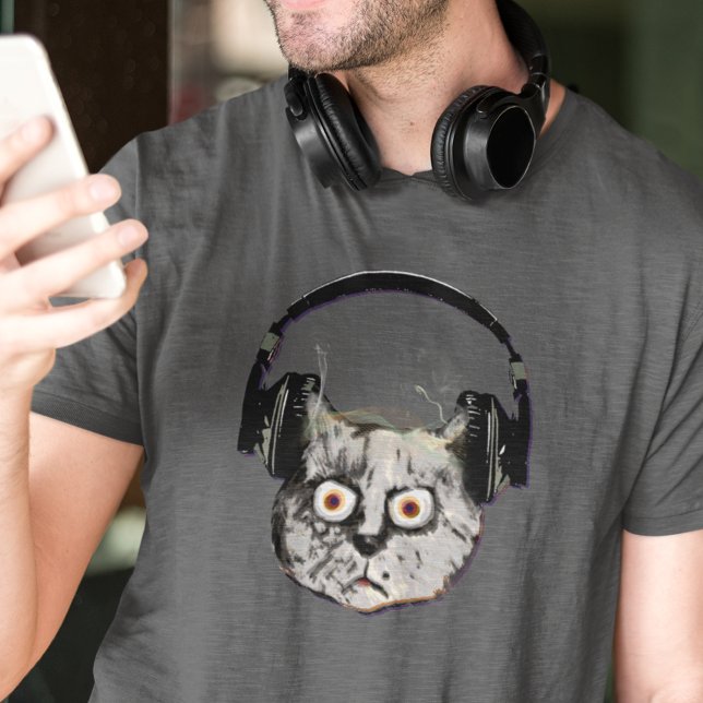 d.j. DJ Headphone Funny Cat T-Shirt (DJ cool tee)
