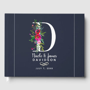 D Letter Initial Monogram Floral Name Wedding Gästebuch