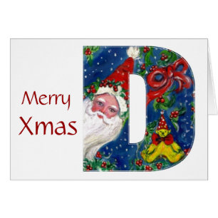 D LETTER / SANTA CLAUS WITH RED RIBBON MONOGRAM