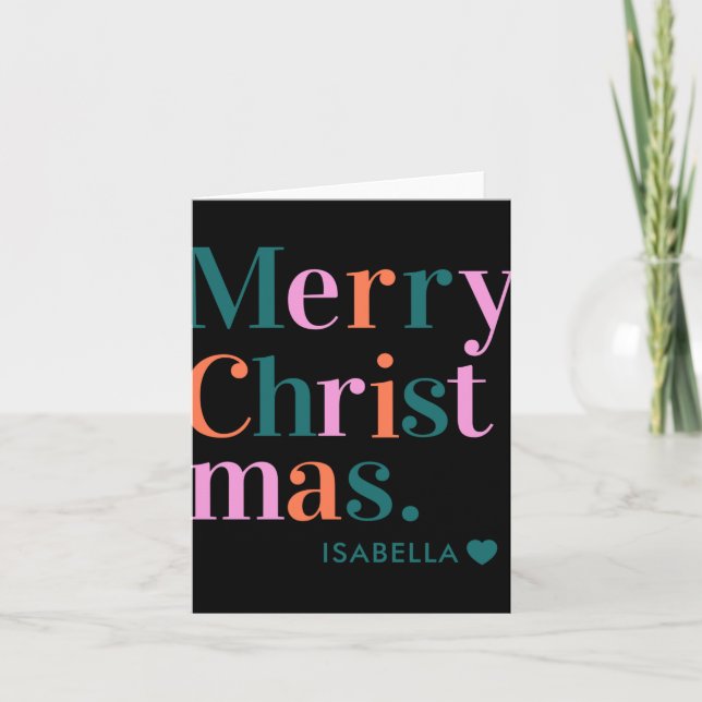 D Modern Colorful Merry Christmas  Karte (Vorderseite)