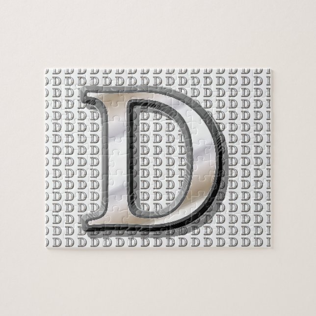 D- Modernes Metallisches Monogramm Puzzle (Horizontal)