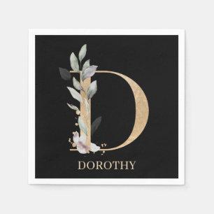 D Monogram Floral Personalisiert Napkins Serviette