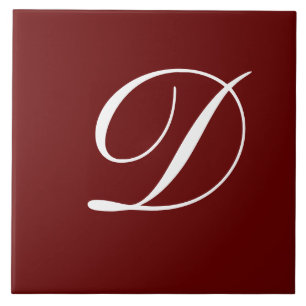 D Monogram Initial White on Maroon Fliese