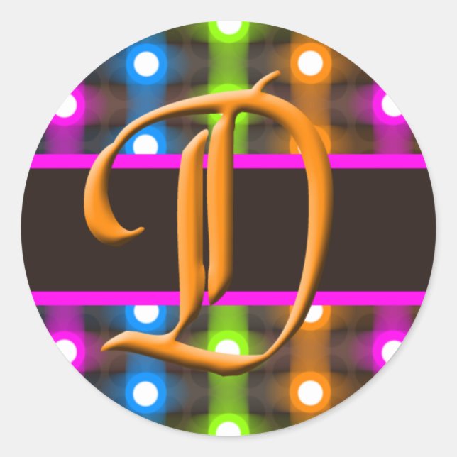 D Monogram Letter Umschlag Aufkleber (Vorderseite)