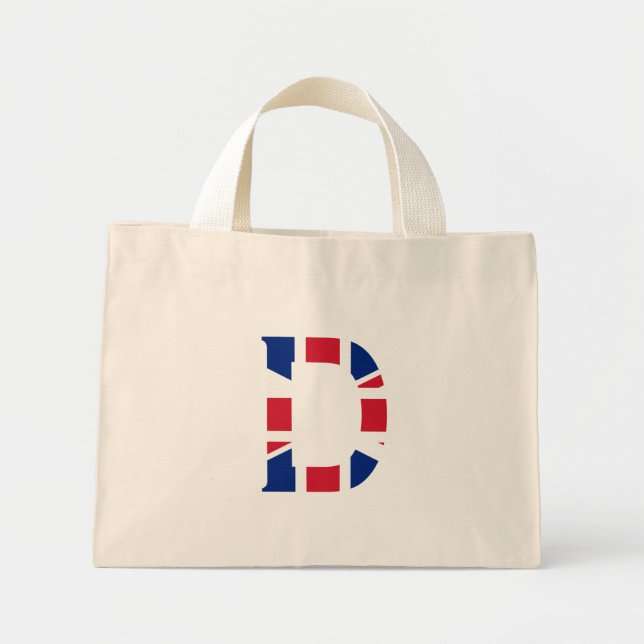 D Monogram überlagert sich auf der Flagge der Unio Mini Stoffbeutel (Vorne)