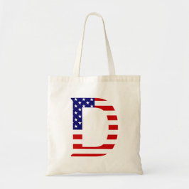 D Monogram überlagert sich auf der Flagge der USA Tragetasche