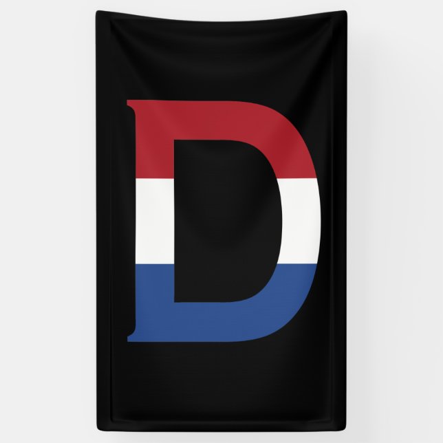 D Monogram überlagert sich auf der NLD-Flagge auf  Banner (Vertikal)