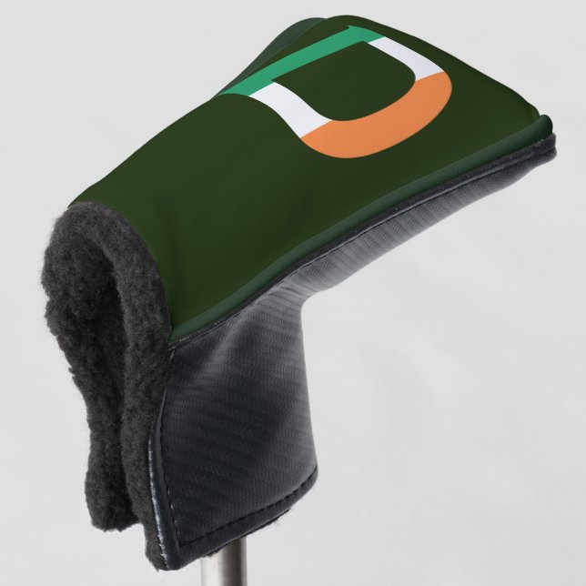 D Monogram überlagert sich auf irischer Flagge Golf Headcover (3/4 Vorderseite)