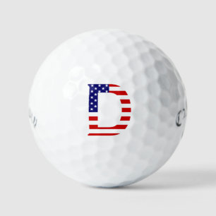 D Monogram überlagert sich auf US Flag css gbt Golfball