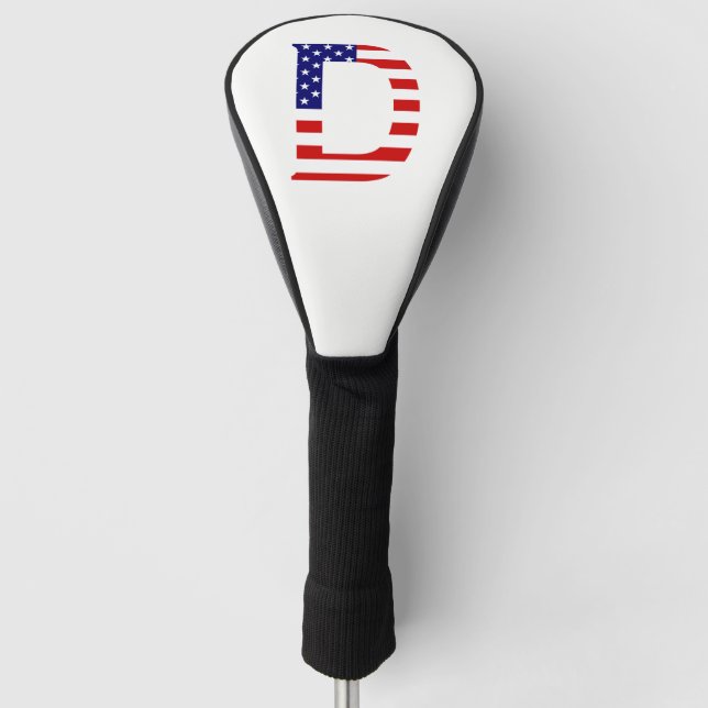 D Monogram überlagert sich auf US Flag Dokument Golf Headcover (Vorderseite)
