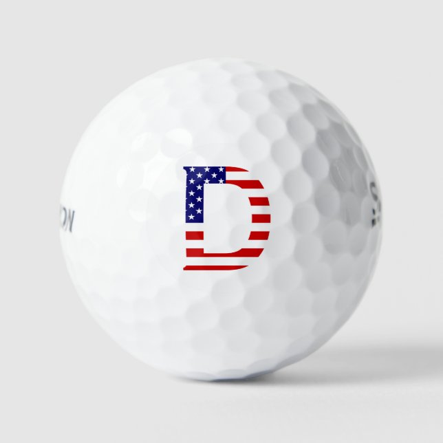 D Monogram überlagert sich auf US Flag ssf gbcnt Golfball (Vorderseite)