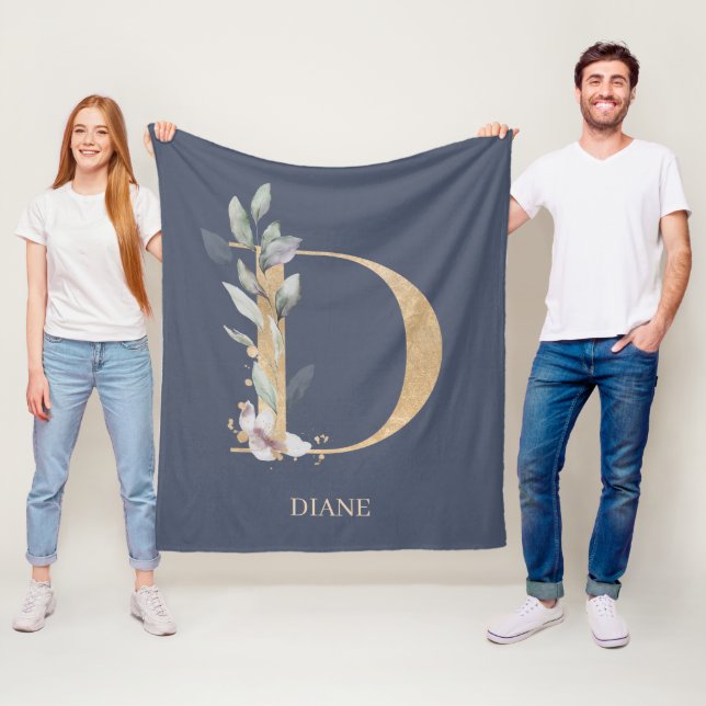 D Monogramm Floral Personalisiert Fleecedecke (Beispiel)