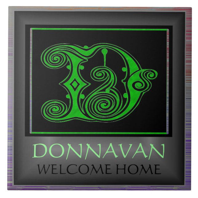 D Monogramm mit Name und "Welcome Zuhause"-Datei Fliese (Vorderseite)