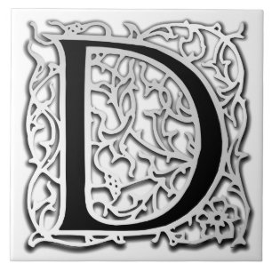 D-Monogramm-"Silber Besque" Keramik-Fliese Fliese