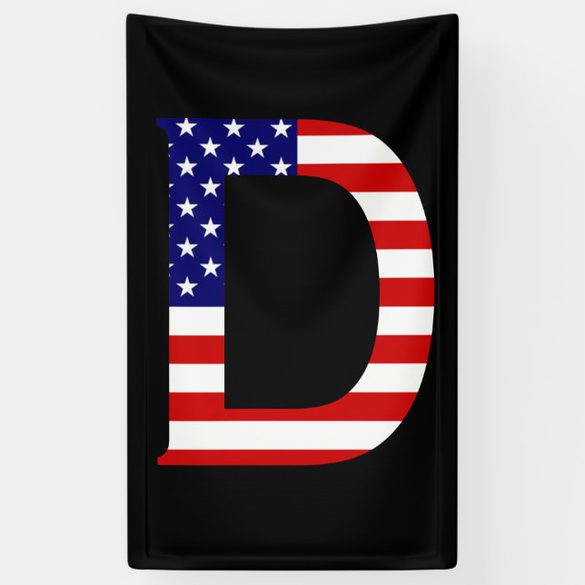 D Monogramm überlagert auf der Flagge der USA (v) Banner (Vertikal)