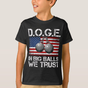 D.o.g.e. In Big We Trust Lustig Trump Us Flag Retr T-Shirt