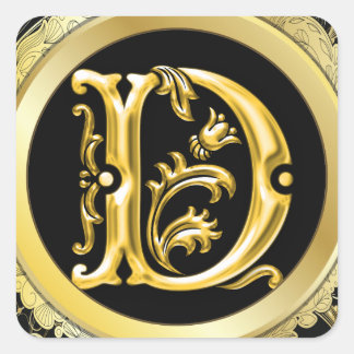 D Square Sticker in Gold